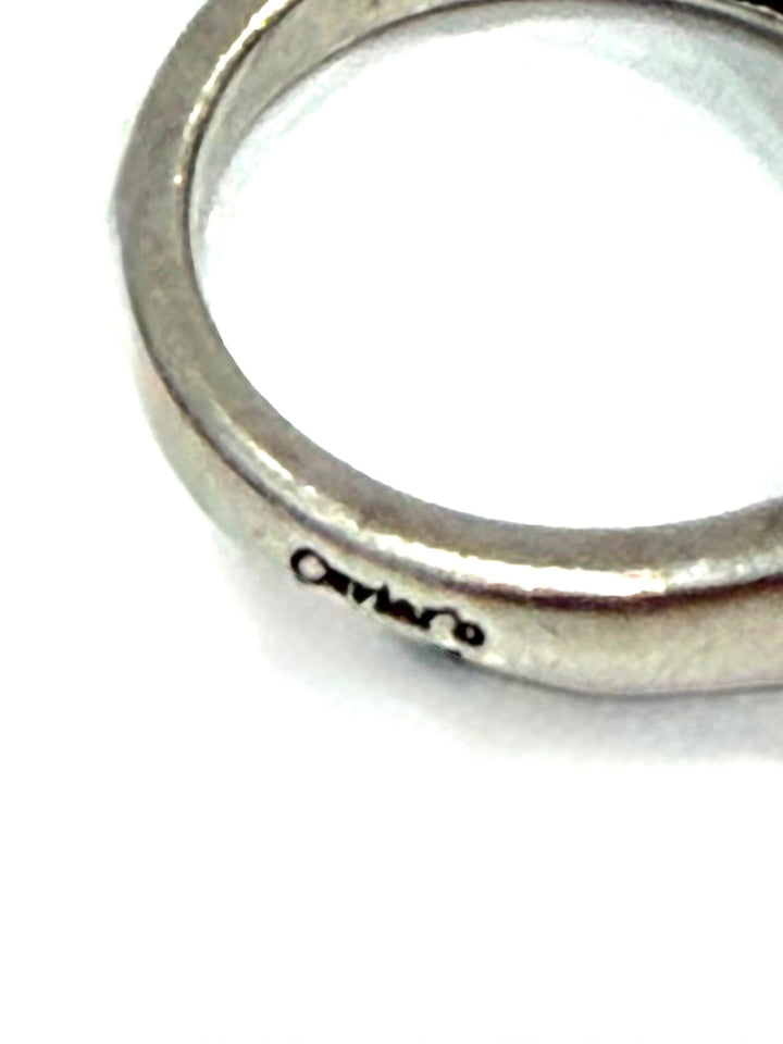 LAGOS CAVIAR 18K STERLING SILVER WHITE ENAMEL RING