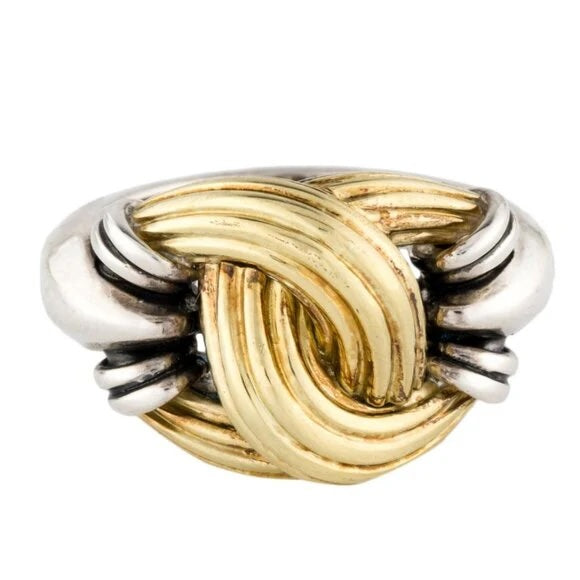 LAGOS STERLING SILVER &amp; 18K GOLD CAVIAR KNOT RING