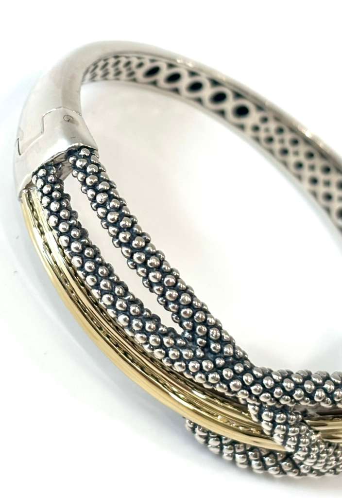 LAGOS ITALIAN STERLING SILVER &amp; 18K GOLD CAVIAR EMBRACE WRAP BRACELET