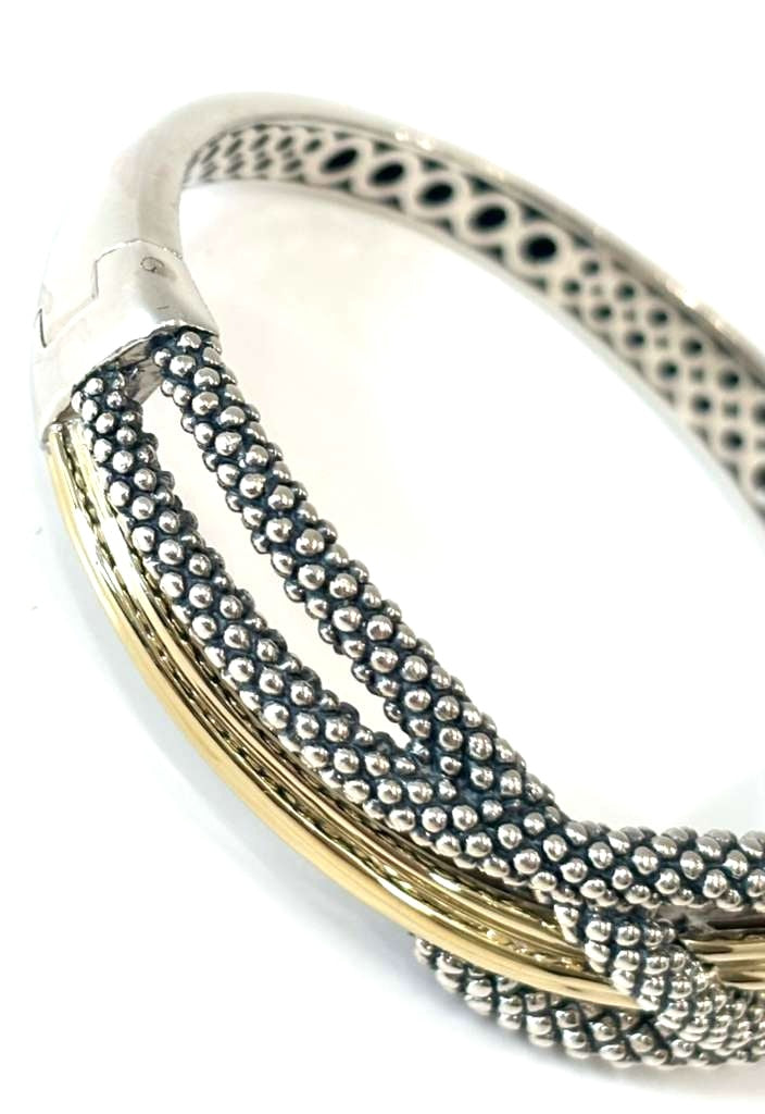 LAGOS ITALIAN STERLING SILVER &amp; 18K GOLD CAVIAR EMBRACE WRAP BRACELET