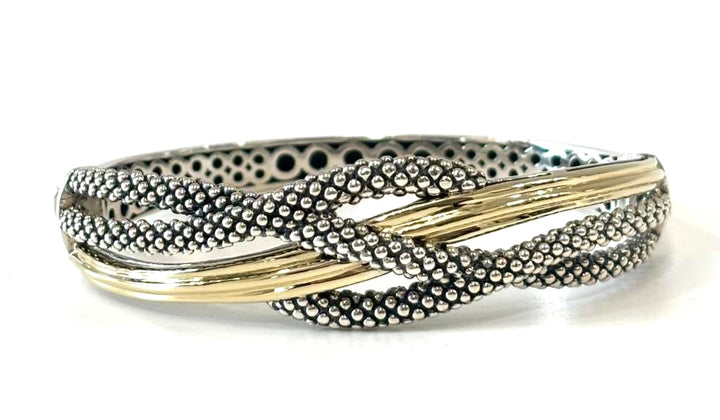LAGOS ITALIAN STERLING SILVER &amp; 18K GOLD CAVIAR EMBRACE WRAP BRACELET