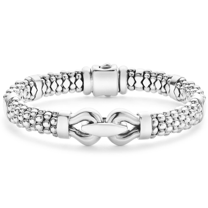 LAGOS STERLING SILVER 9MM CAVIAR BUCKLE BRACELET