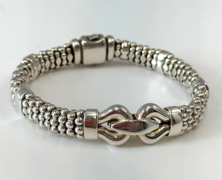 LAGOS STERLING SILVER 9MM CAVIAR BUCKLE BRACELET