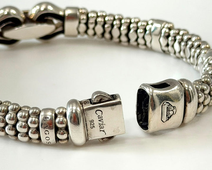 LAGOS STERLING SILVER 9MM CAVIAR BUCKLE BRACELET