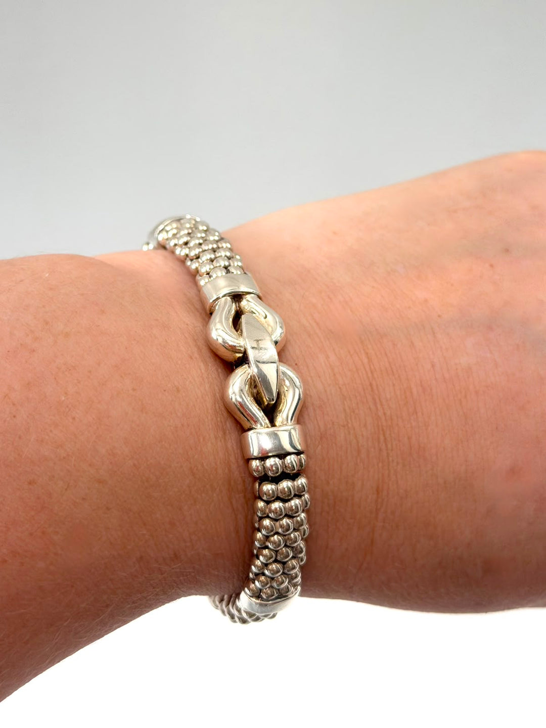 LAGOS STERLING SILVER 9MM CAVIAR BUCKLE BRACELET