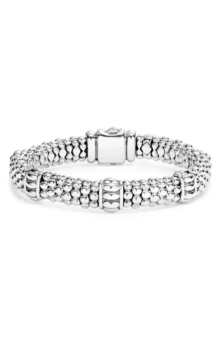 LAGOS STERLING SILVER STATION CAVIAR BRACELET