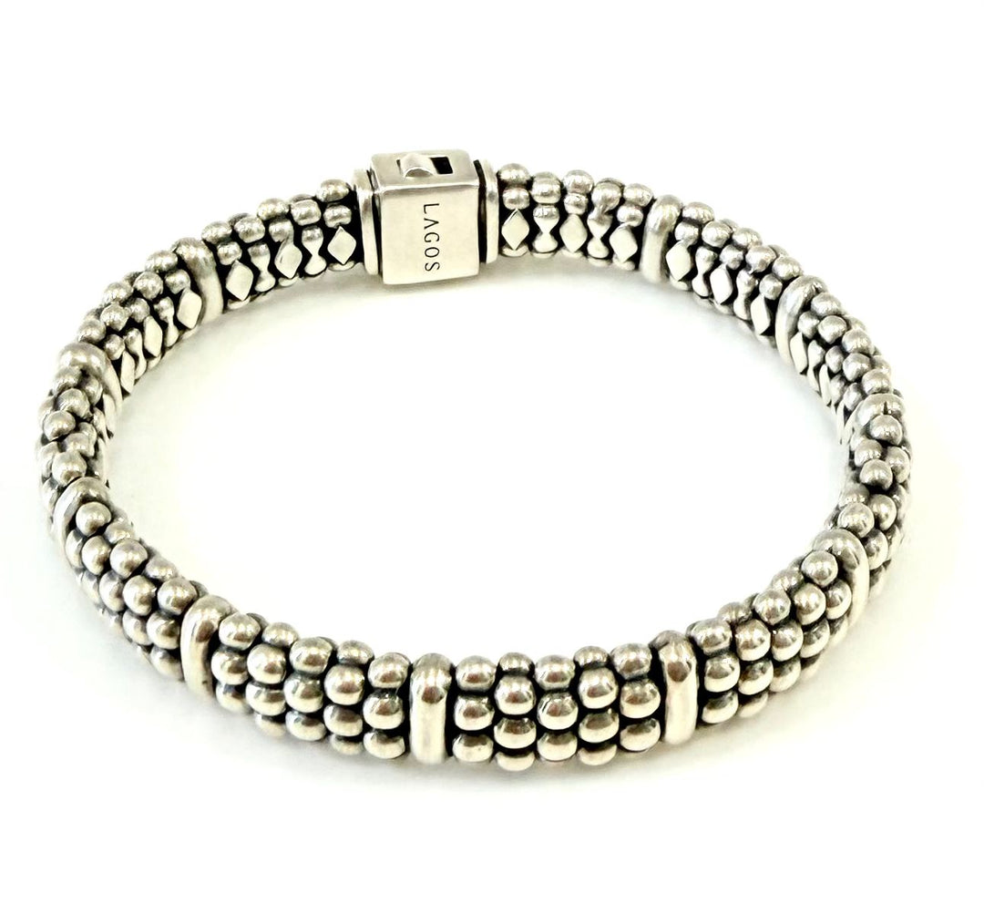 LAGOS STERLING SILVER STATION CAVIAR BRACELET