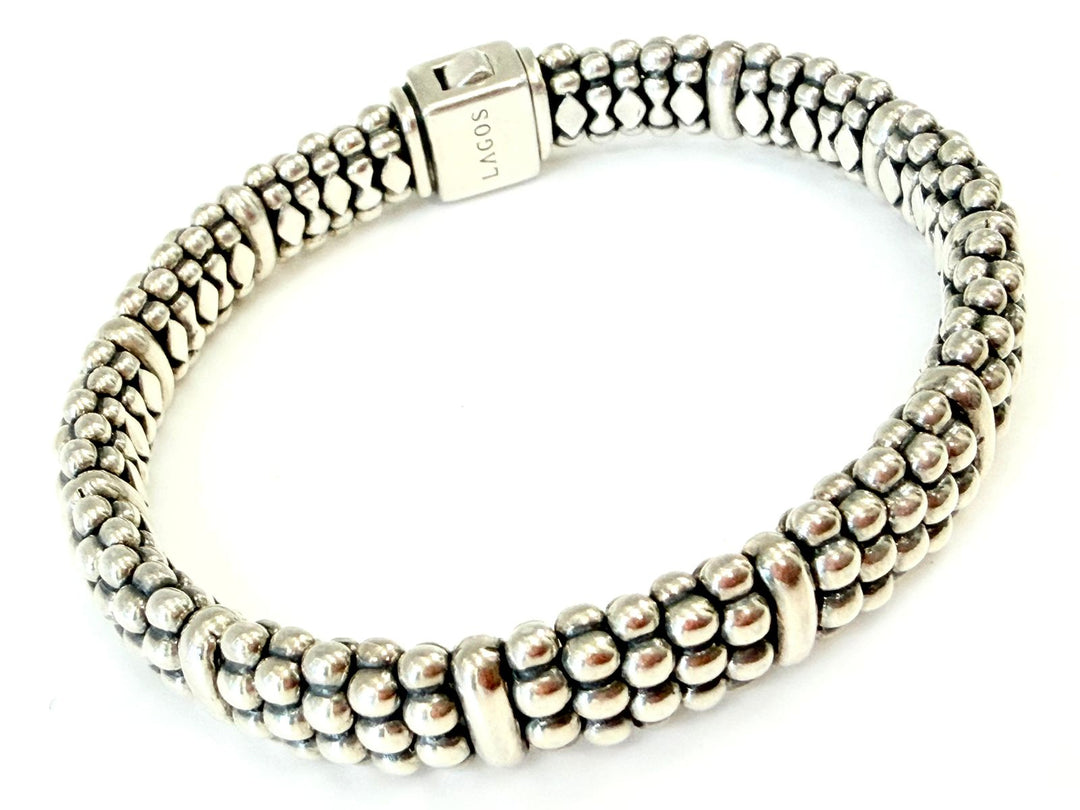 LAGOS STERLING SILVER STATION CAVIAR BRACELET