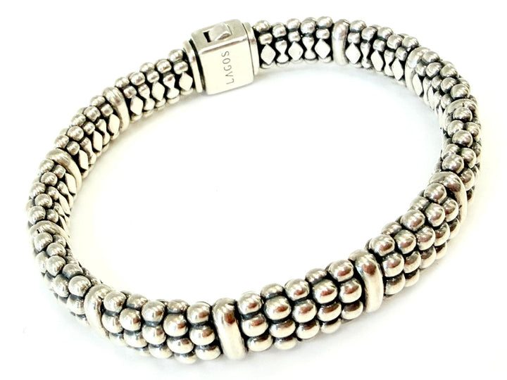 LAGOS STERLING SILVER STATION CAVIAR BRACELET