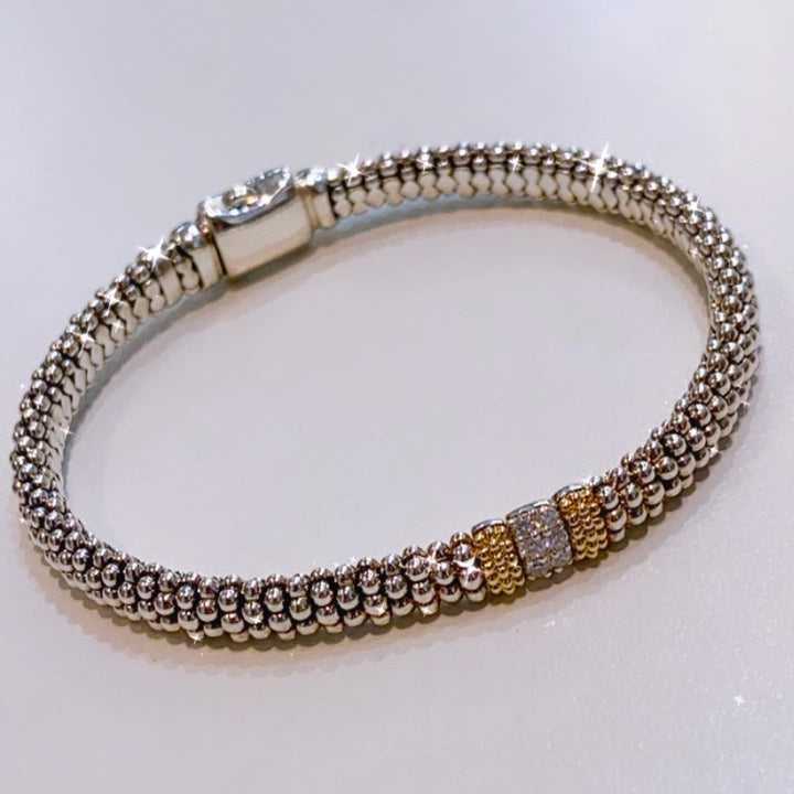 LAGOS STERLING SILVER 18K GOLD WITH DIAMONDS BRACELET
