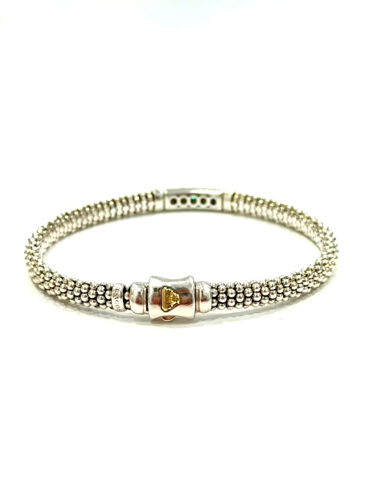 LAGOS STERLING SILVER 18K GOLD PAVÉ DIAMOND CAVIAR LUX BRACELET