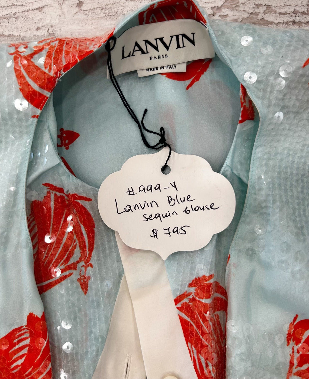 LANVIN BLUE MULTI SEQUIN BLOUSE