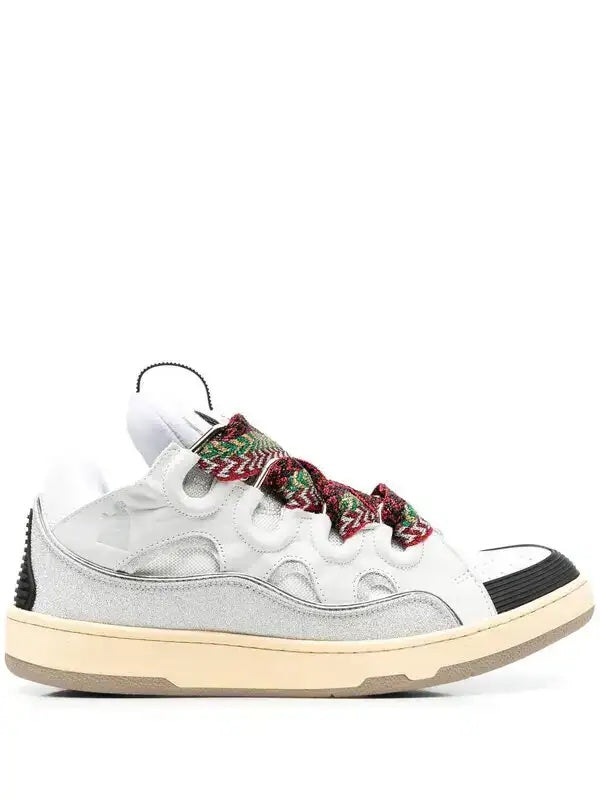 LANVIN CURB CALFSKIN LEATHER &amp; MESH MEN&