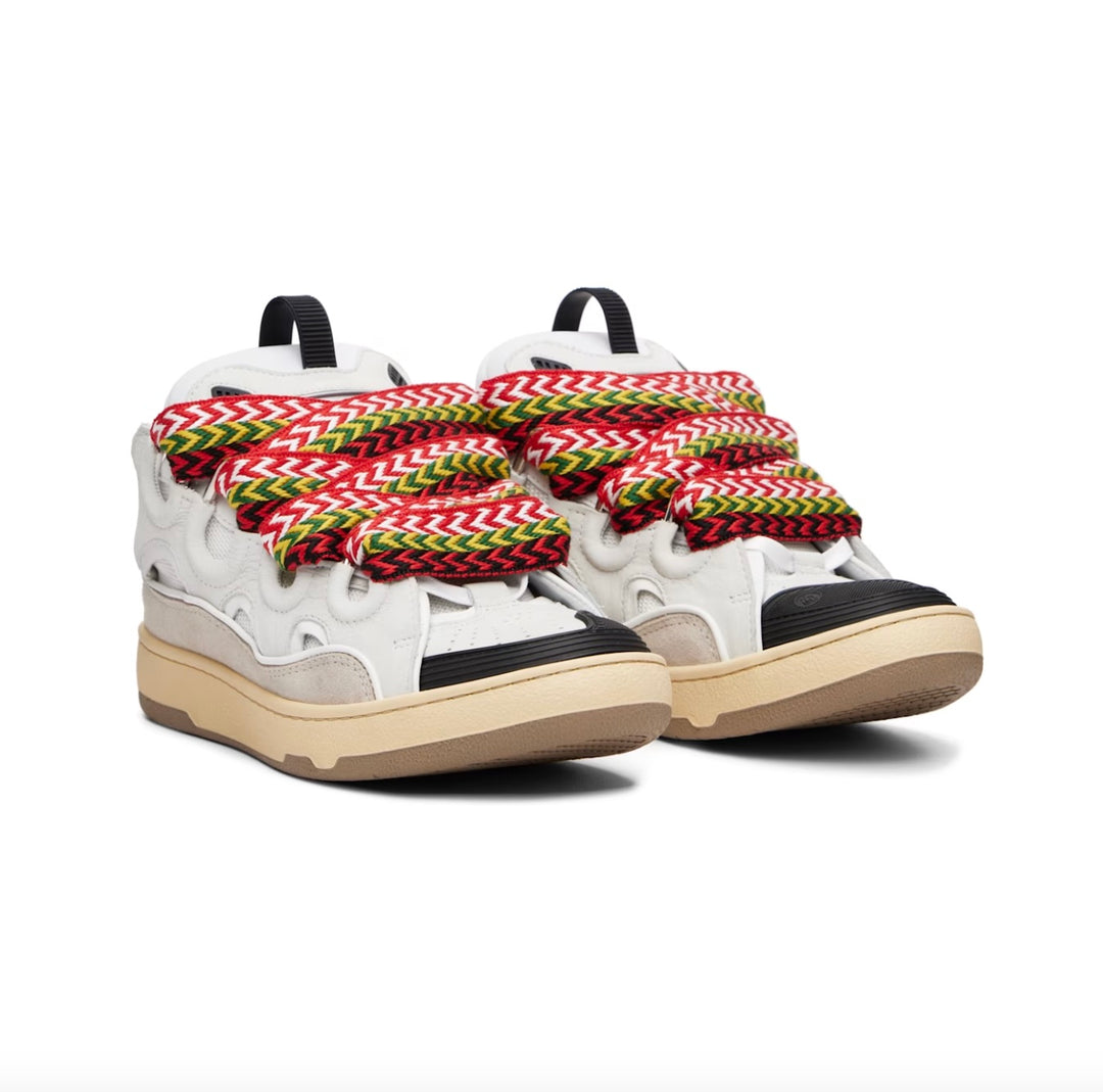 LANVIN CURB CALFSKIN LEATHER &amp; MESH MEN&