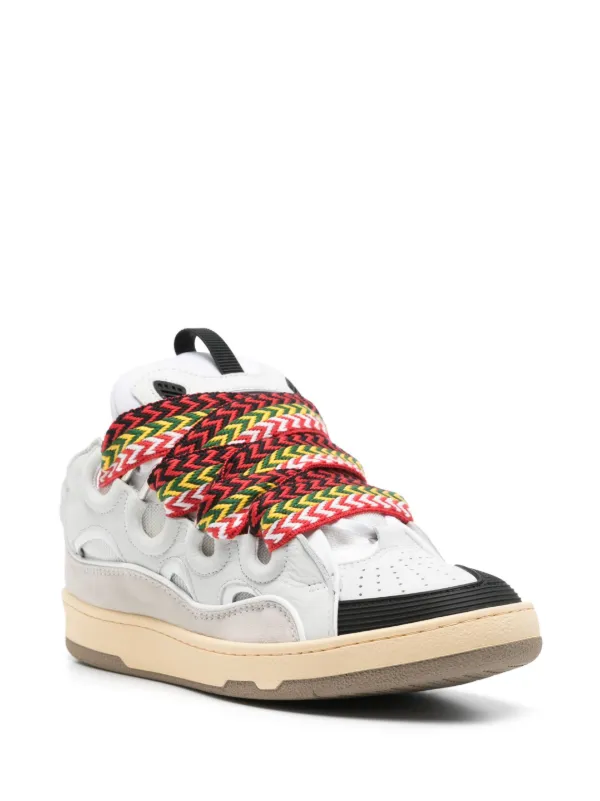 LANVIN CURB CALFSKIN LEATHER &amp; MESH MEN&