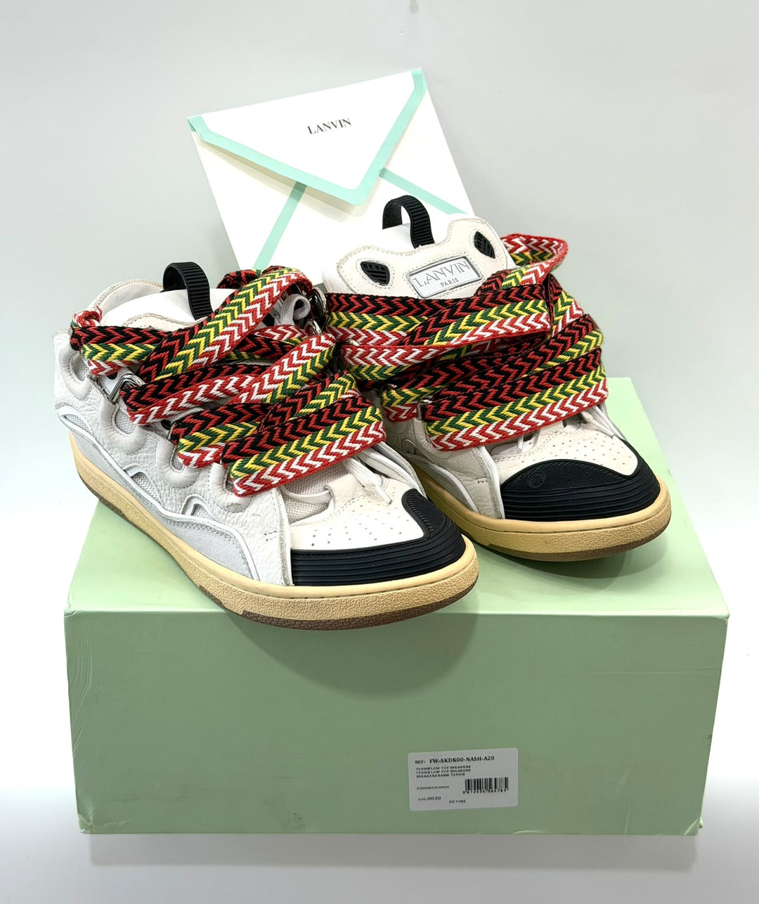 LANVIN CURB CALFSKIN LEATHER &amp; MESH MEN&