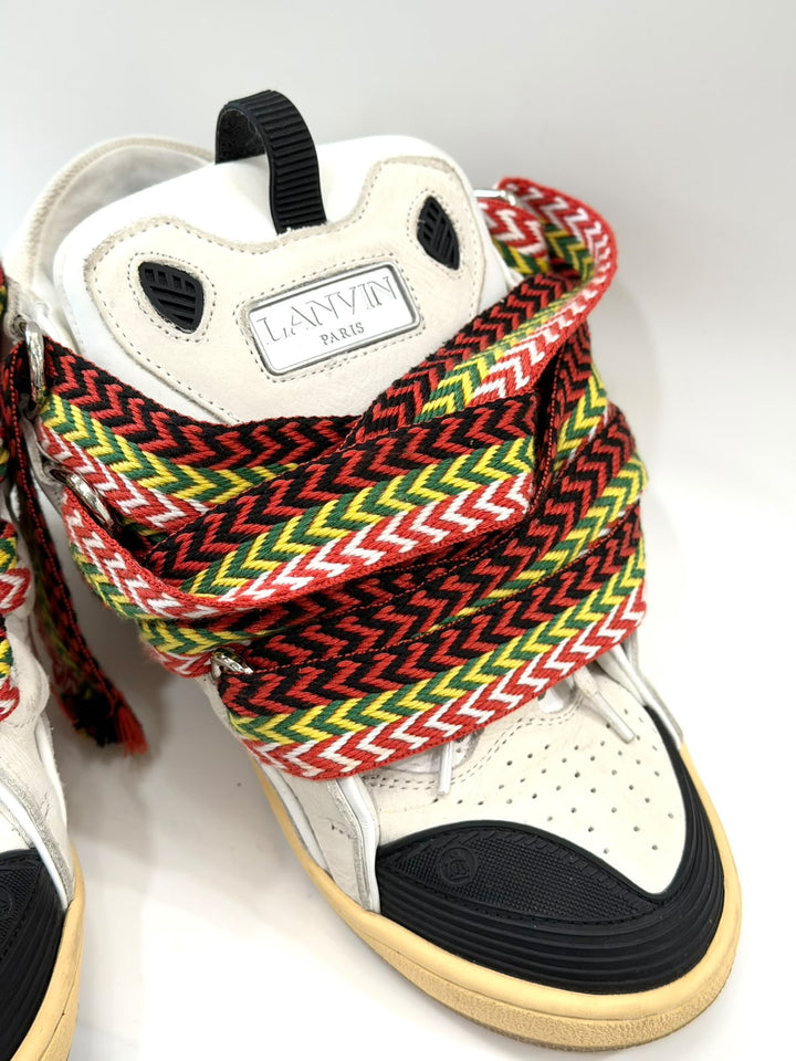 LANVIN CURB CALFSKIN LEATHER &amp; MESH MEN&