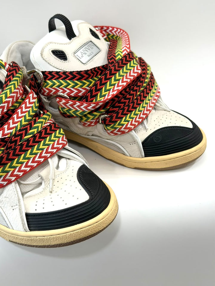 LANVIN CURB CALFSKIN LEATHER &amp; MESH MEN&