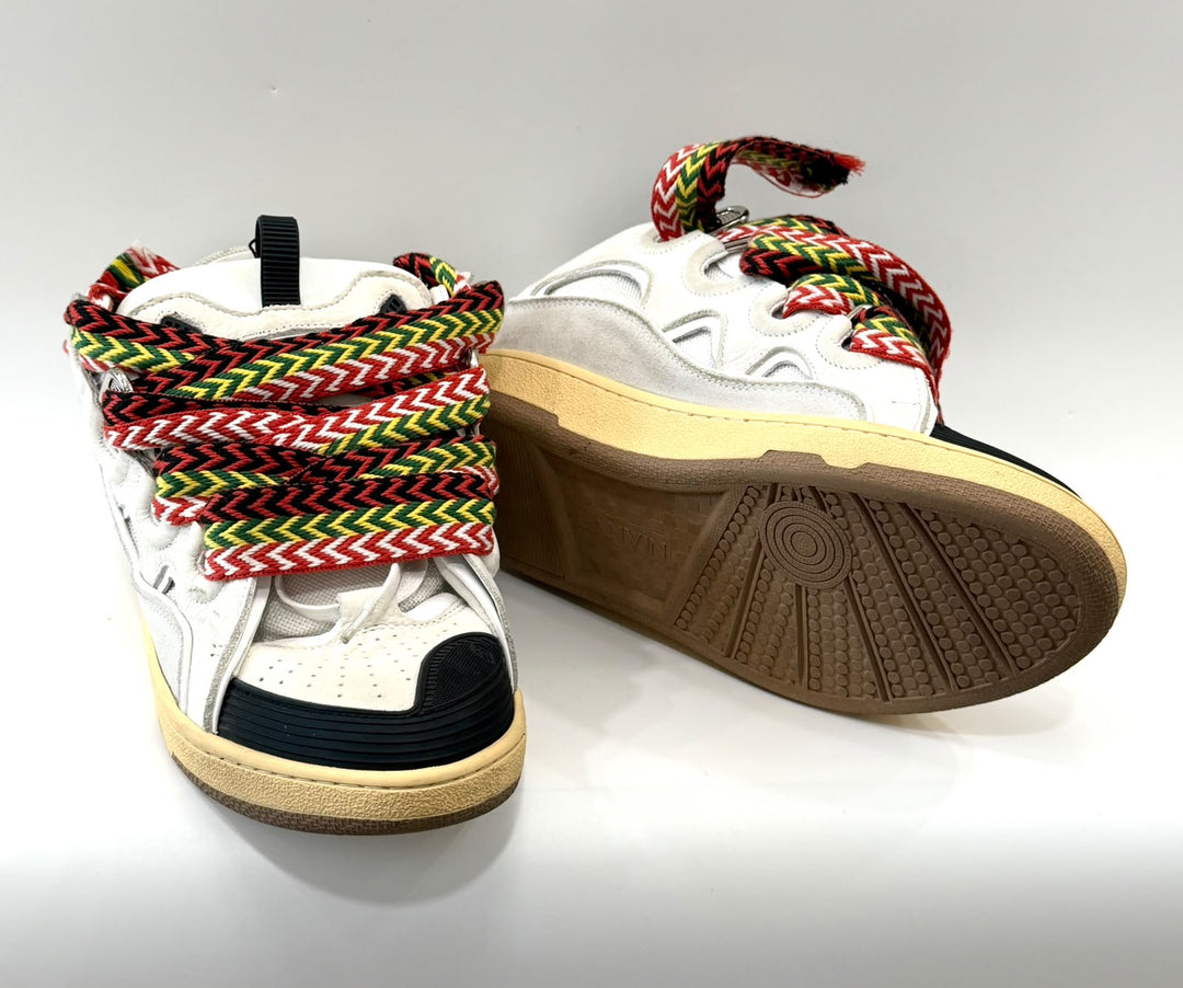 LANVIN CURB CALFSKIN LEATHER &amp; MESH MEN&