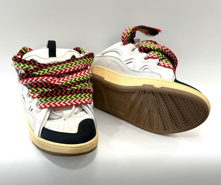 LANVIN CURB CALFSKIN LEATHER &amp; MESH MEN&