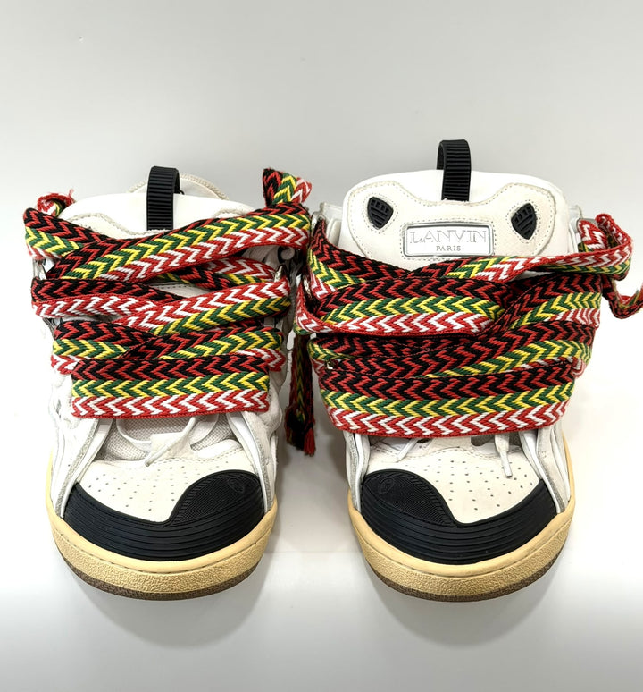 LANVIN CURB CALFSKIN LEATHER &amp; MESH MEN&