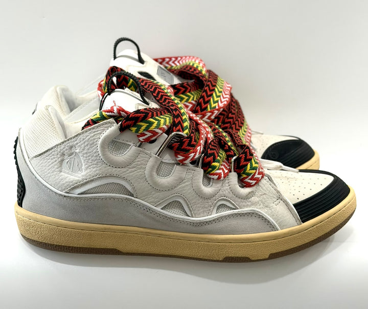 LANVIN CURB CALFSKIN LEATHER &amp; MESH MEN&