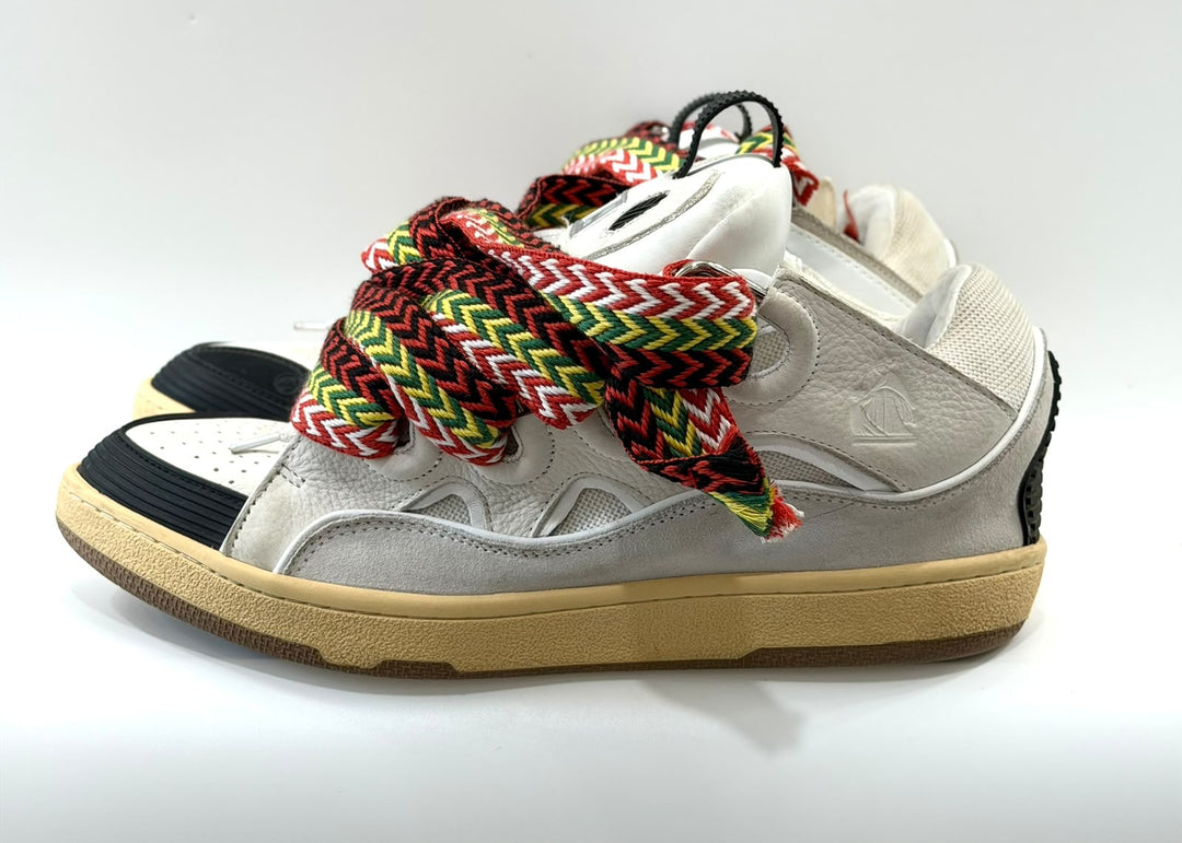 LANVIN CURB CALFSKIN LEATHER &amp; MESH MEN&