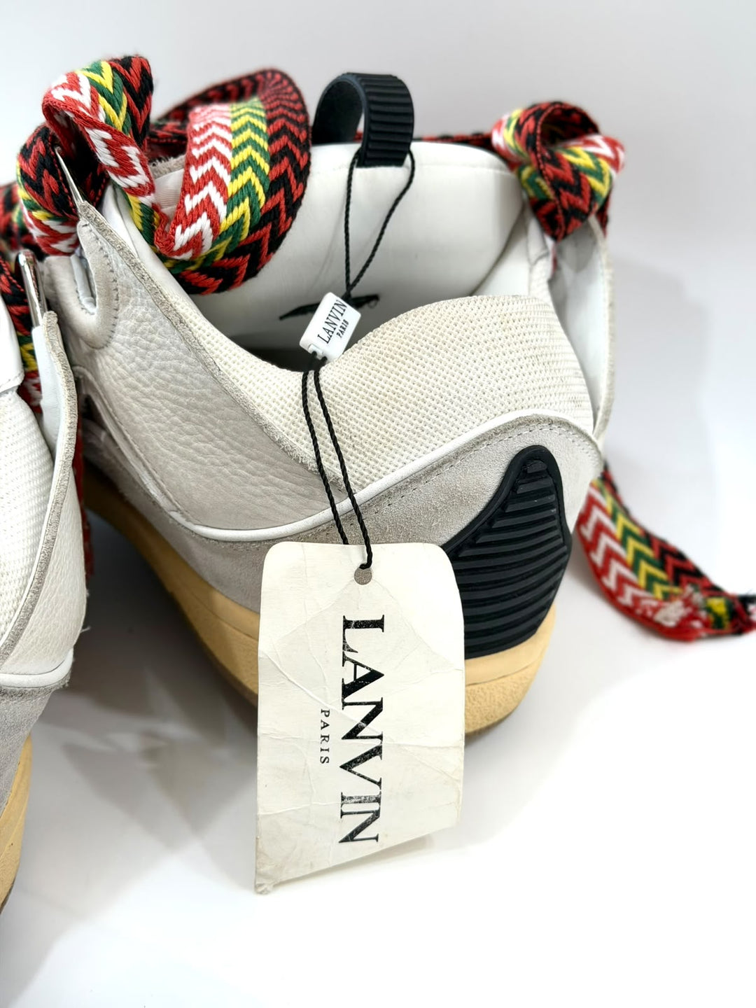 LANVIN CURB CALFSKIN LEATHER &amp; MESH MEN&