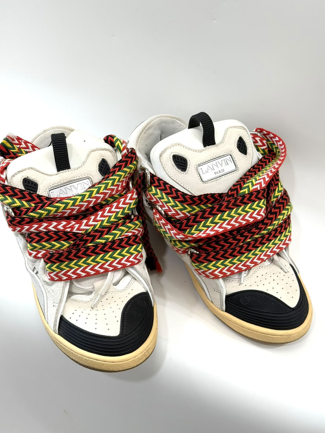 LANVIN CURB CALFSKIN LEATHER &amp; MESH MEN&
