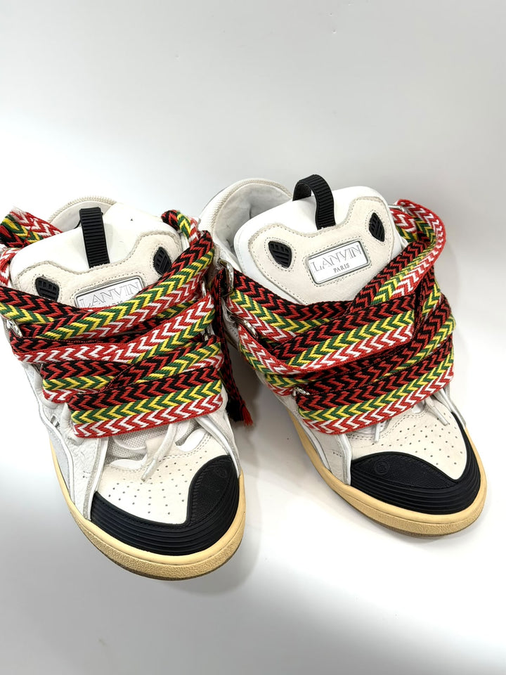 LANVIN CURB CALFSKIN LEATHER &amp; MESH MEN&
