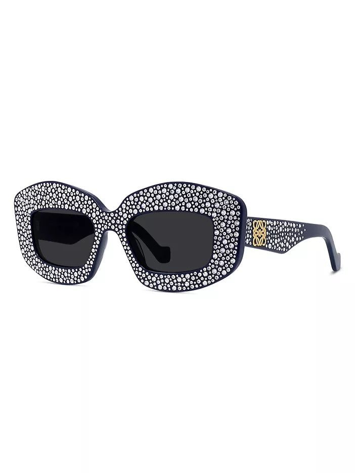 LOEWE ANAGRAM 49MM CRYSTAL RECTANGULAR SUNGLASSES