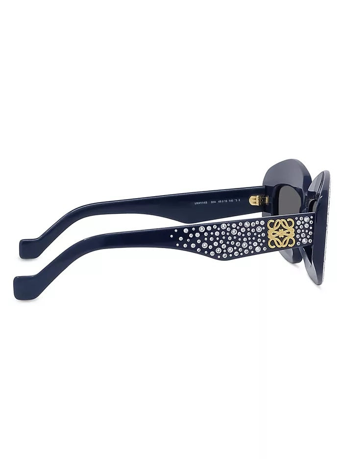 LOEWE ANAGRAM 49MM CRYSTAL RECTANGULAR SUNGLASSES