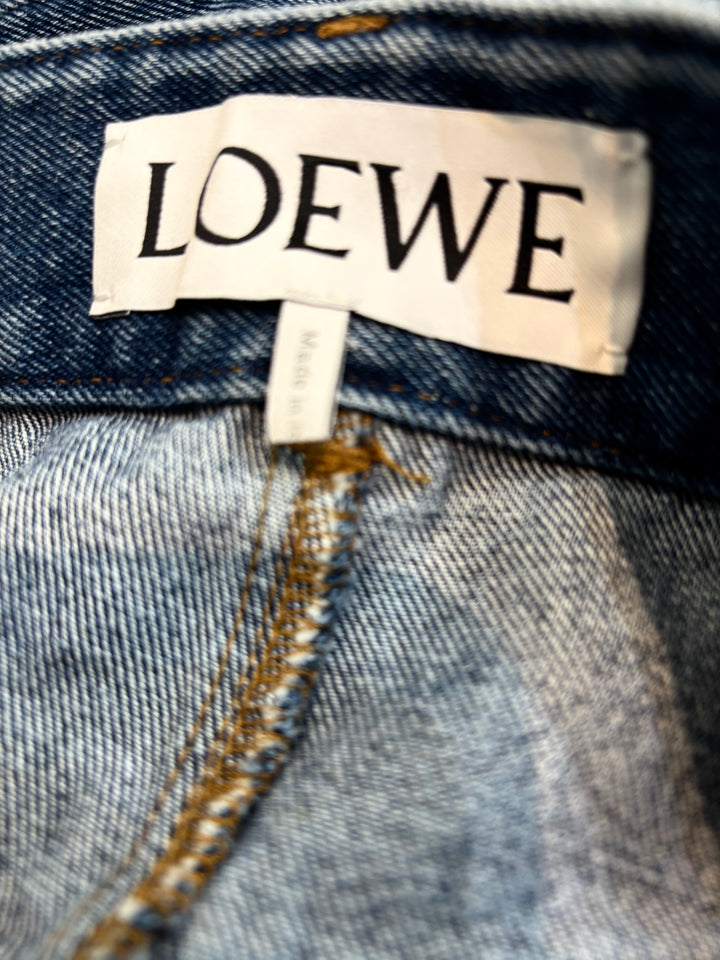 LOEWE ANAGRAM BAGGY APPLIQUÉD HIGH-RISE WIDE-LEG JEANS