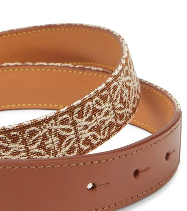 LOEWE ANAGRAM JACQUARD LOGO BUCKLE CALFSKIN LEATHER BELT