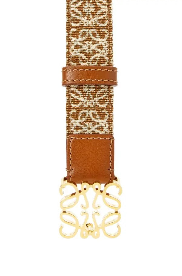 LOEWE ANAGRAM JACQUARD LOGO BUCKLE CALFSKIN LEATHER BELT