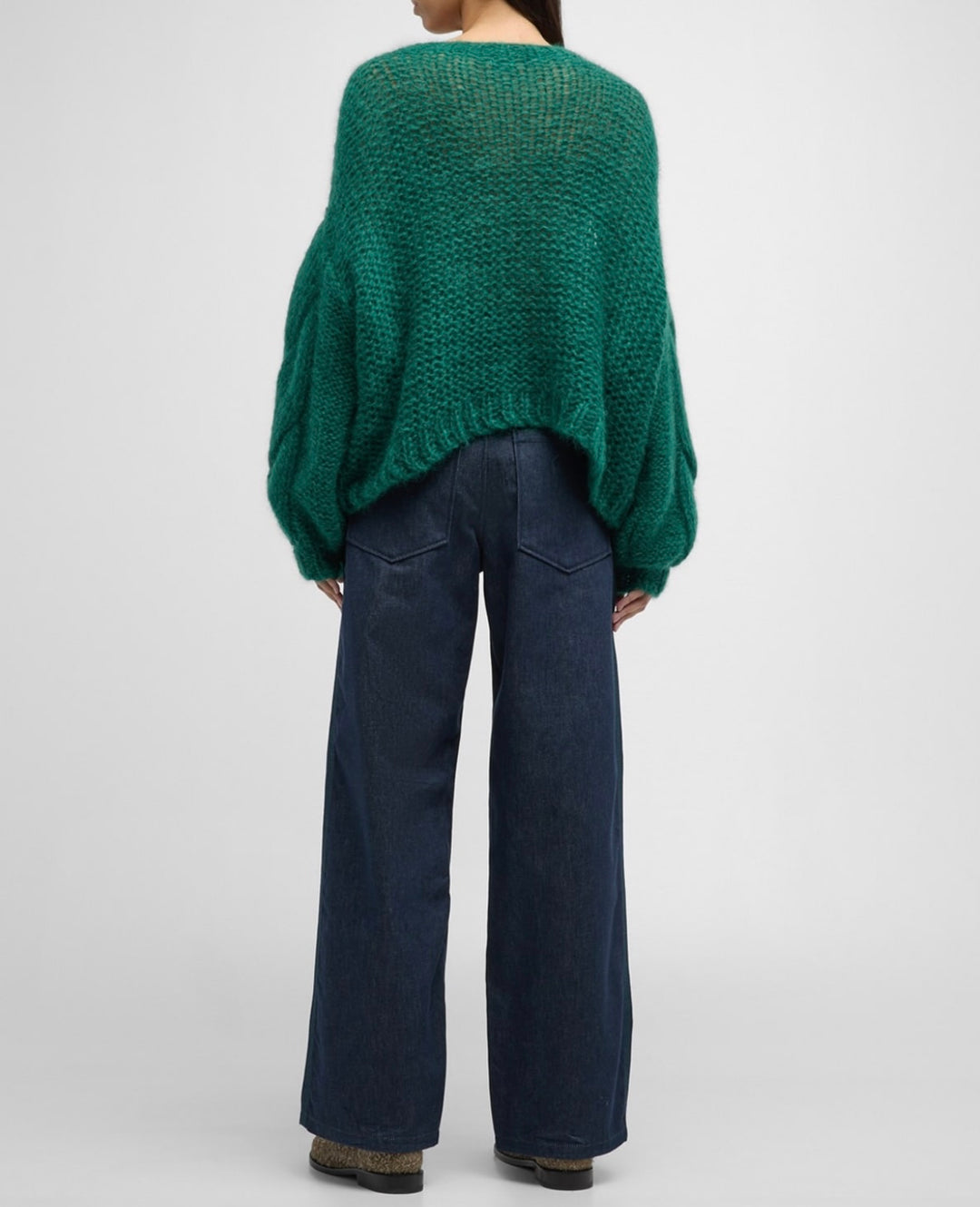 LOEWE ANAGRAM CABLE KNIT SLEEVE SWEATER