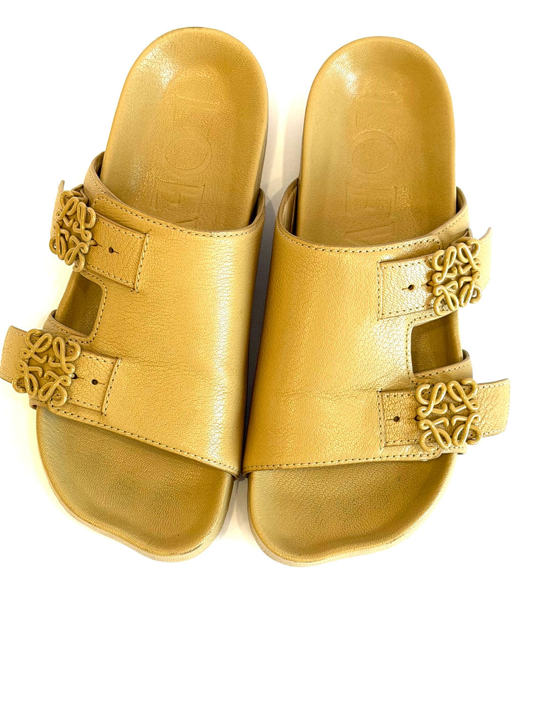 LOEWE EASE LOGO DUAL BUCKLE CALFSKIN LEATHER MULES