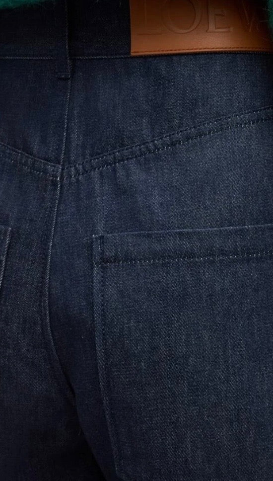 LOEWE ANAGRAM BAGGY APPLIQUÉD HIGH-RISE STRAIGHT LEG JEANS