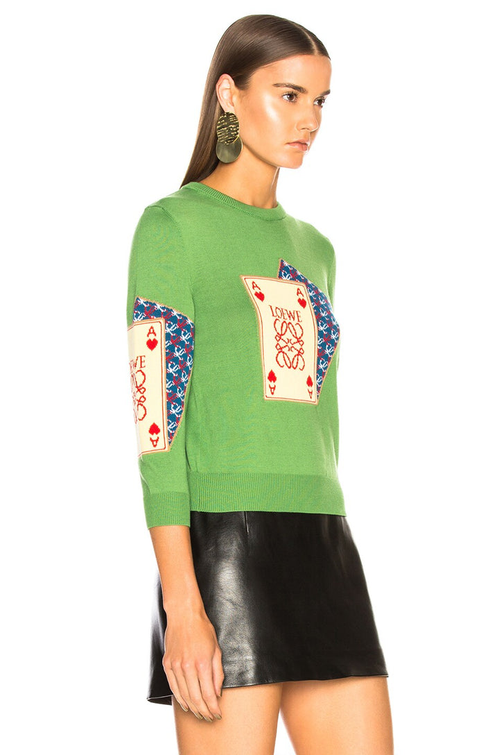 LOEWE INTRASIA PLAYING CARD WOOL KNIT SWEATER