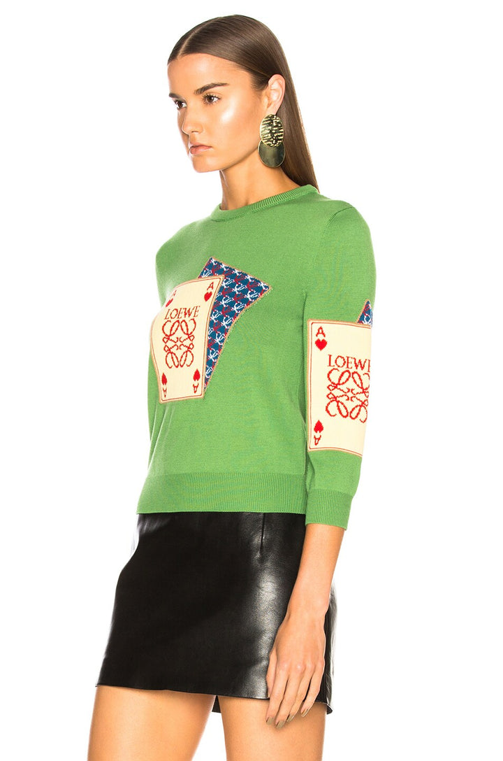 LOEWE INTRASIA PLAYING CARD WOOL KNIT SWEATER