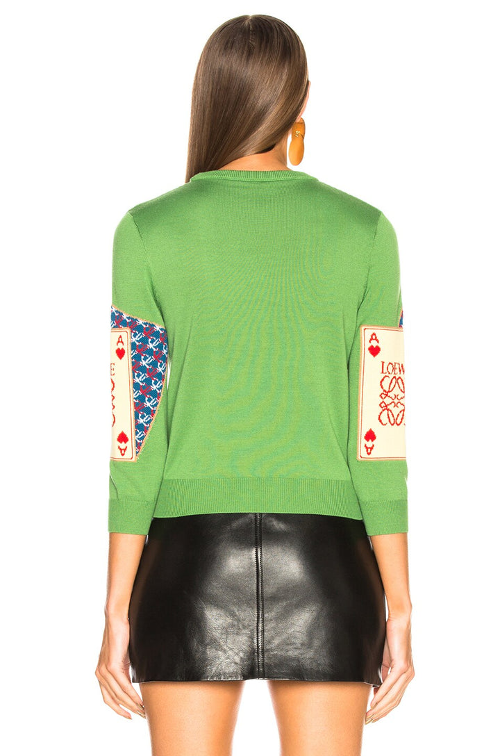 LOEWE INTRASIA PLAYING CARD WOOL KNIT SWEATER