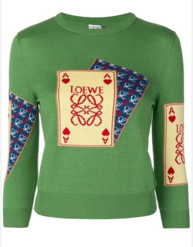 LOEWE INTRASIA PLAYING CARD WOOL KNIT SWEATER