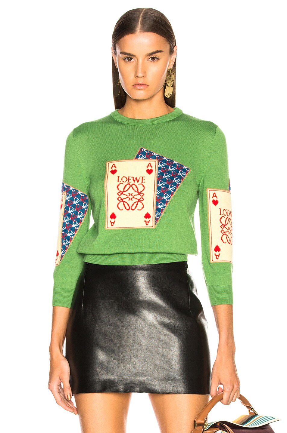 LOEWE INTRASIA PLAYING CARD WOOL KNIT SWEATER