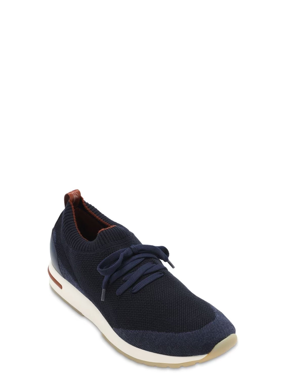 LORO PIANA NAVY KNIT FABRIC 360 LP FLEXY WALK LOW TOP SNEAKERS