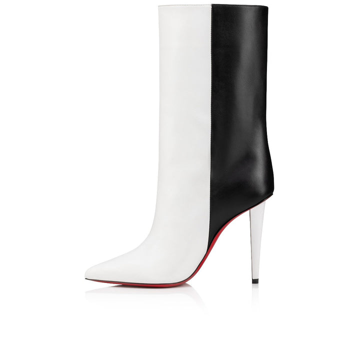 LOUBOUTIN ASTRILARGE 100MM TWO-TONE CALFSKIN LEATHER BOOTIES