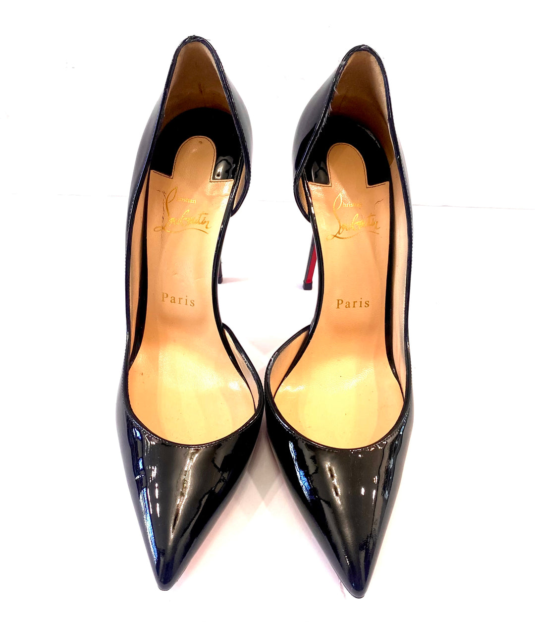 CHRISTIAN LOUBOUTIN IRIZA 100 PATENT CALF LEATHER PUMPS