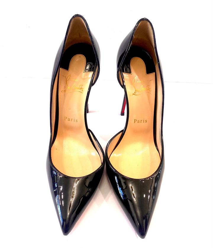 CHRISTIAN LOUBOUTIN IRIZA 100 PATENT CALF LEATHER PUMPS