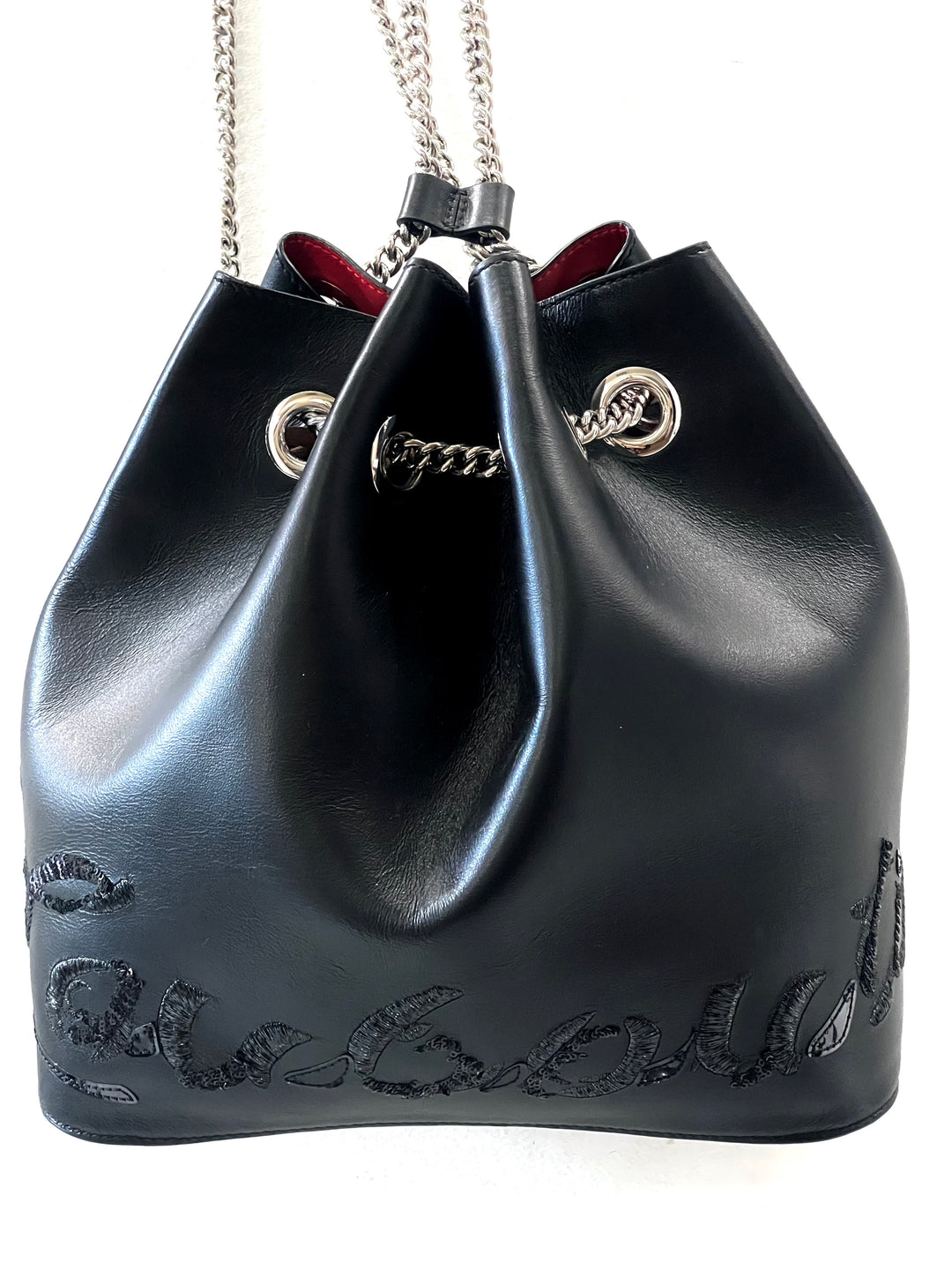 CHRISTIAN LOUBOUTIN CALFSKIN PARIS MARIE JANE LOGO BACKPACK