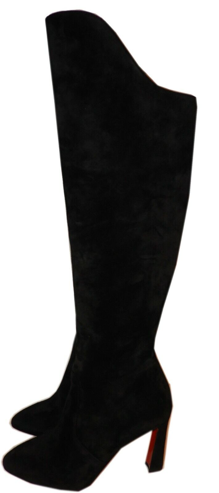 CHRISTIAN LOUBOUTIN ELEONOR TALL SUEDE RED SOLE BOOTS