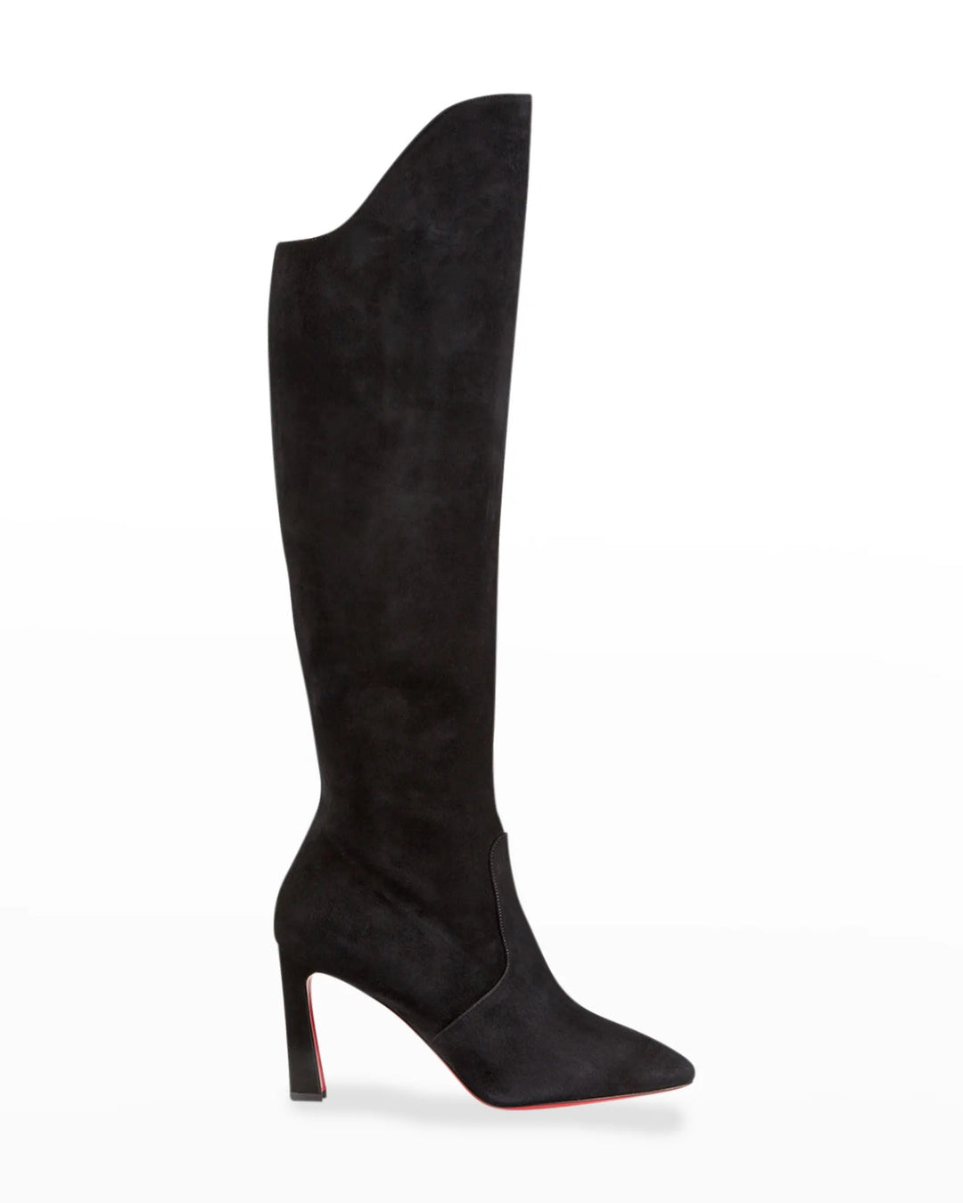 CHRISTIAN LOUBOUTIN ELEONOR TALL SUEDE RED SOLE BOOTS